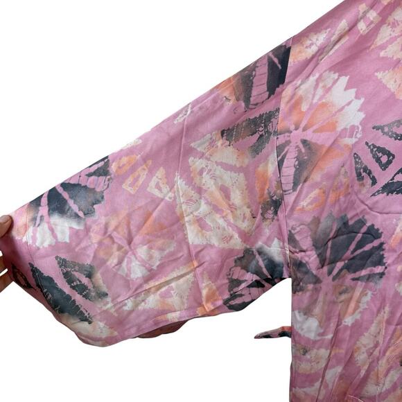 Spell Marshmallow Sky Floral Print Short Robe Kimono Cover Up Musk Small Medium - Picture 7 of 9